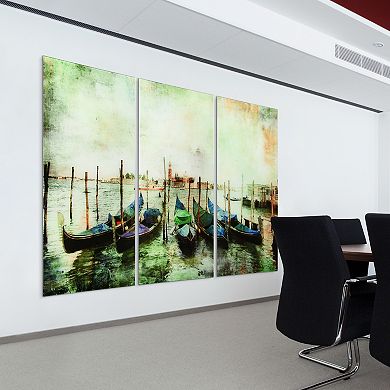 Empire Art Direct "Venice Gondolas ABC" Frameless Free-Floating Tempered Glass Panel Graphic Wall Art 3-Piece Set