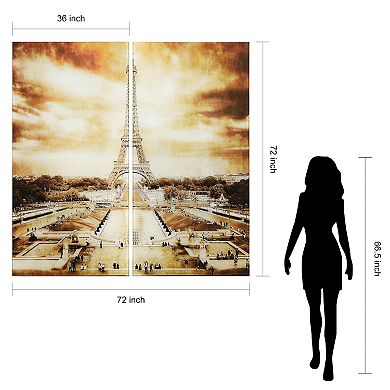 Empire Art Direct "Eiffel Tower AB" Frameless Free-Floating Tempered Glass Panel Graphic Wall Art 2-Piece Set