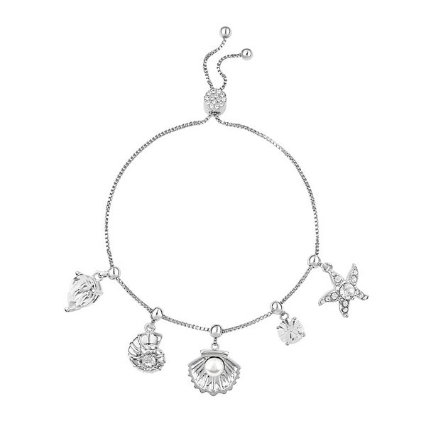 Brilliance Fine Silver Plated Crystal, Shells, & Sea Star Charms