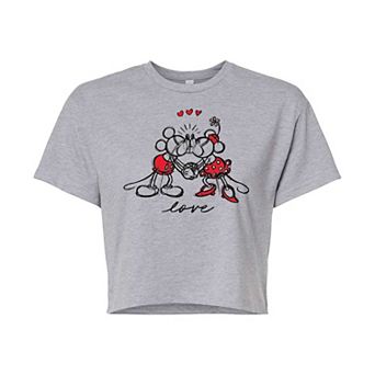 Disney's Mickey & Minnie Mouse Juniors' Love Cropped Tee