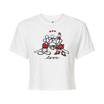 Disney's Mickey & Minnie Mouse Juniors' Love Cropped Tee