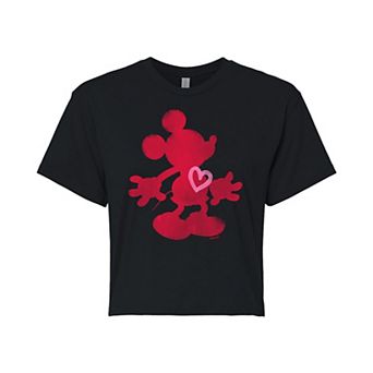 Disney's Mickey Mouse Juniors' Heart Cropped Tee