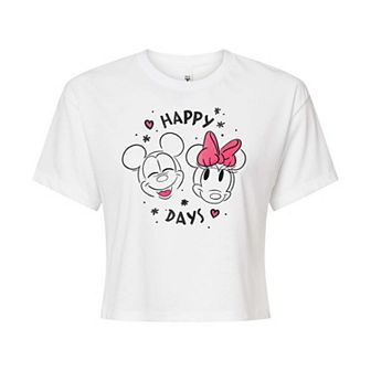 Disney's Mickey & Minnie Mouse Juniors' Happy Cropped Tee