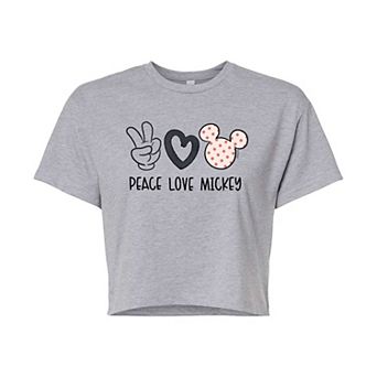 Disney's Mickey Mouse Juniors' Peace Love Cropped Tee