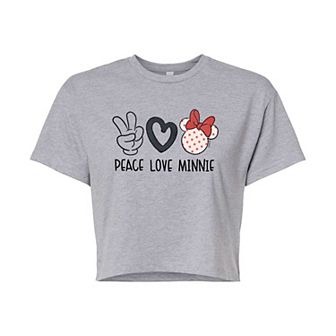 Disney's Minnie Mouse Juniors' Peace Love Cropped Tee
