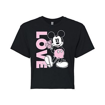 Disney's Mickey Mouse Juniors' Love Cropped Tee