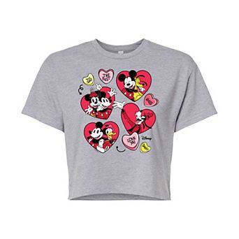 Disney's Mickey Mouse & Friends Juniors' Hearts Cropped Tee