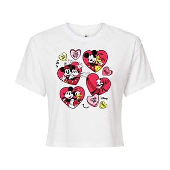 Disney's Mickey Mouse & Friends Juniors' Hearts Cropped Tee