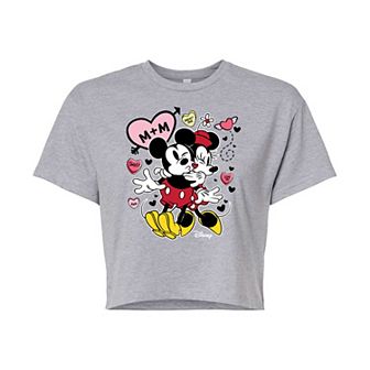 Disney's Mickey & Minnie Mouse Juniors' Love Hug Cropped Tee