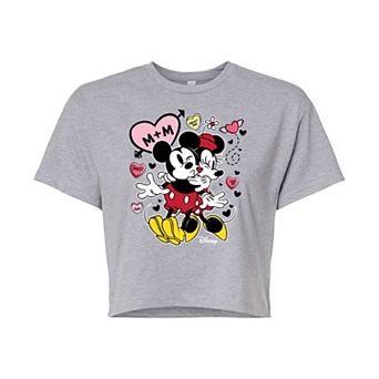 Disney's Mickey & Minnie Mouse Juniors' Love Hug Cropped Tee