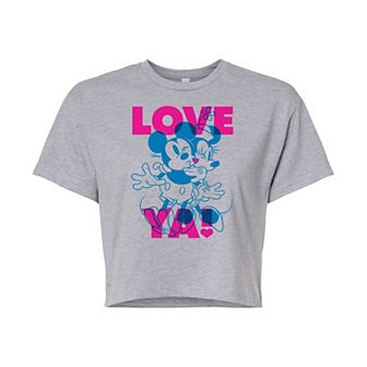 Disney's Mickey & Minnie Mouse Juniors' Love Ya Cropped Tee