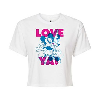 Disney's Mickey & Minnie Mouse Juniors' Love Ya Cropped Tee