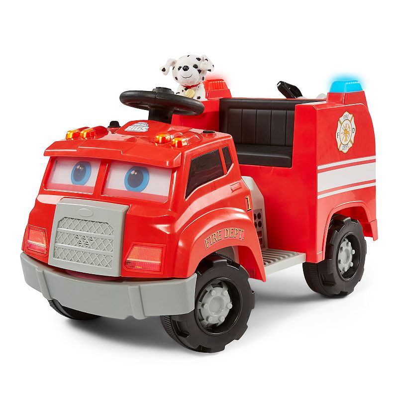 Kid Trax 6-Volt Real Rigs Fire Truck Ride-On Toy, Red