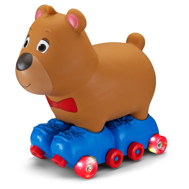 Kid Trax Silly Skater Inflatable Ride-On Bear Toy, Brown