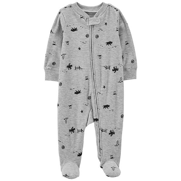 Baby Carter's Cowboy Print 2-Way Zip Ribbed Sleep & Play