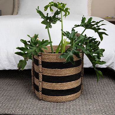 Household Essentials Braided Grass Handle & Cotton Rope Basket