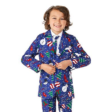 Boys 6-16 Suitmeister Christmas Snowman Jacket, Pants & Tie Suit Set