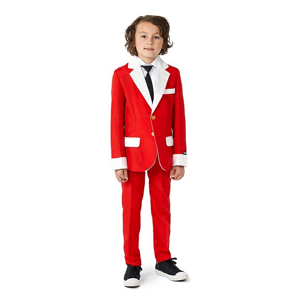 Boys 6 16 Suitmeister Santa Faux Fur Jacket Pants Tie Suit Set
