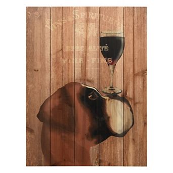 Empire Art Direct Dog Au Vin Boxer Arte de Legno Wood Wall Art