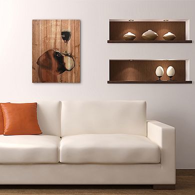 Empire Art Direct Dog Au Vin Boxer Arte de Legno Wood Wall Art