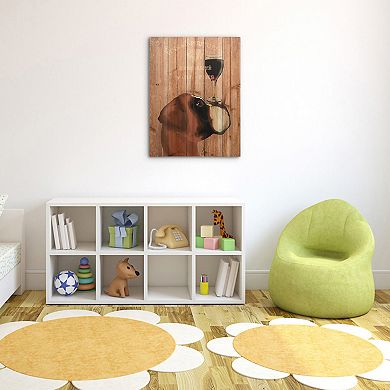 Empire Art Direct Dog Au Vin Boxer Arte de Legno Wood Wall Art