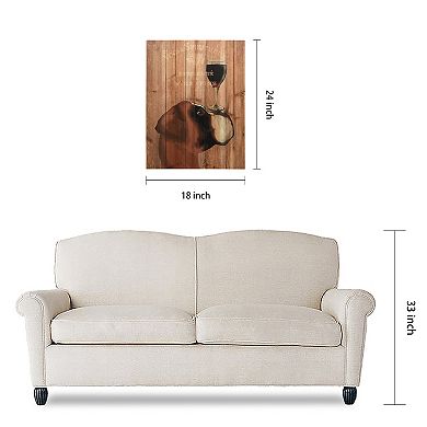 Empire Art Direct Dog Au Vin Boxer Arte de Legno Wood Wall Art