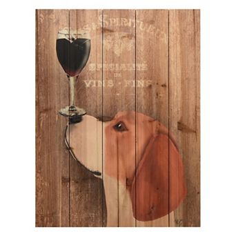 Empire Art Direct Dog Au Vin Beagle Arte de Legno Wood Wall Art