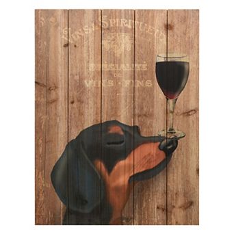 Empire Art Direct Dog Au Vin Dachshund Arte de Legno Wood Wall Art