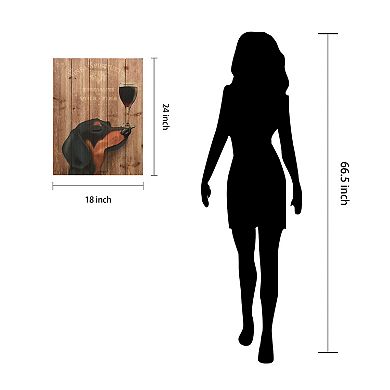 Empire Art Direct Dog Au Vin Dachshund Arte de Legno Wood Wall Art