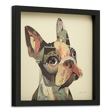 Empire Art Direct French Bulldog Collage Framed Graphic Wall Art