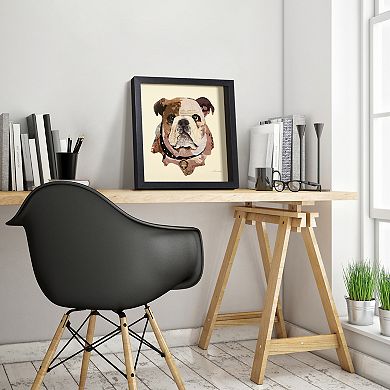 Empire Art Direct English Bulldog Pup Collage Framed Graphic Wall Art