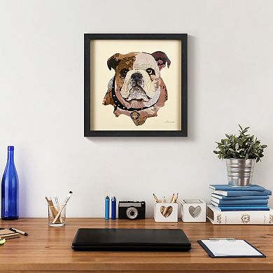 Empire Art Direct English Bulldog Pup Collage Framed Graphic Wall Art