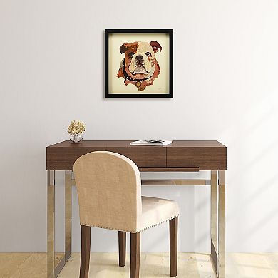 Empire Art Direct English Bulldog Pup Collage Framed Graphic Wall Art