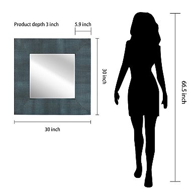 Empire Art Direct Metallic Shagreen Leather Framed Beveled Mirror