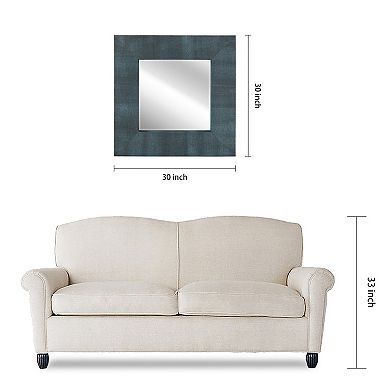 Empire Art Direct Metallic Shagreen Leather Framed Beveled Mirror
