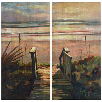 Empire Art Direct Coastal Paradise Found Wood Wall Art 2 pc Set