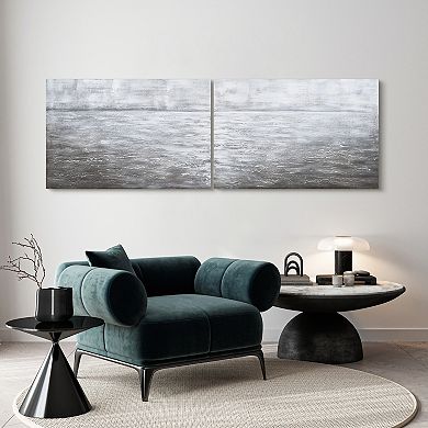 Empire Art Direct Silver Light Textured Canvas Wall Art 2-piece Set