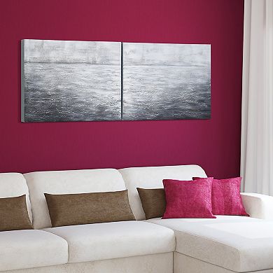 Empire Art Direct Silver Light Textured Canvas Wall Art 2-piece Set
