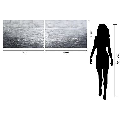 Empire Art Direct Silver Light Textured Canvas Wall Art 2-piece Set