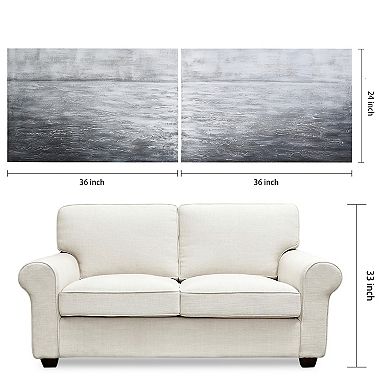 Empire Art Direct Silver Light Textured Canvas Wall Art 2-piece Set