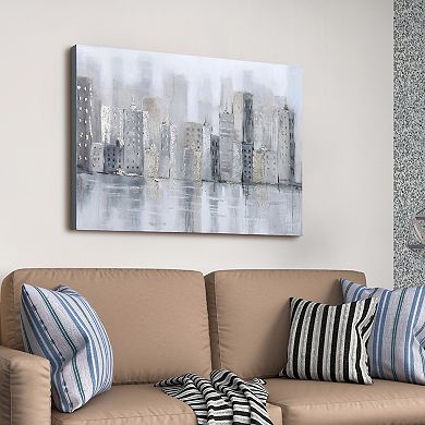 Empire Art Direct Foggy City Textured Canvas Wall Art