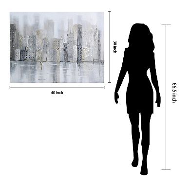 Empire Art Direct Foggy City Textured Canvas Wall Art