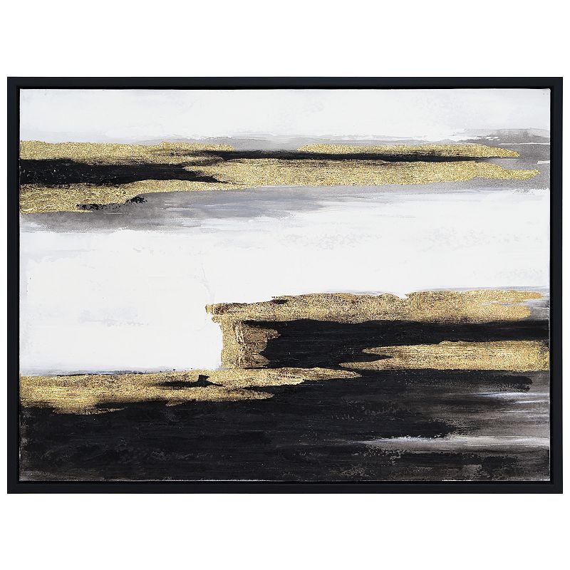 Empire Art Direct Solemn Night Textured Metallic Hand Painted Framed Wall Art  30  x 40  x 1.5   Ready to hang