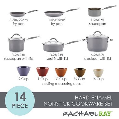 Rachael Ray Cucina 14-pc. Porcelain Enamel Nonstick Cookware & Measuring Cup Set