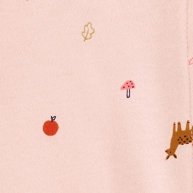 Baby Girl Carter's Pink Deer & Woodland Icons Print Snap-Up Sleep & Play
