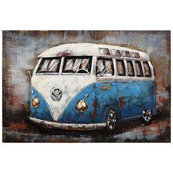 Empire Art Direct Blue Bus Mixed Media Wall Art