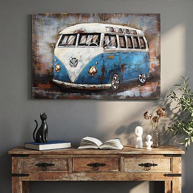 Empire Art Direct Blue Bus Mixed Media Wall Art