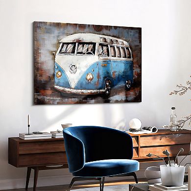Empire Art Direct Blue Bus Mixed Media Wall Art