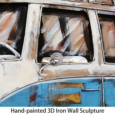 Empire Art Direct Blue Bus Mixed Media Wall Art