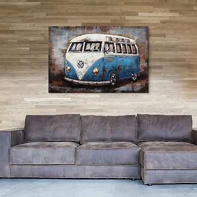 Empire Art Direct Blue Bus Mixed Media Wall Art